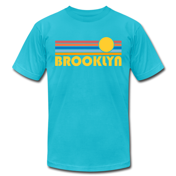 Brooklyn, New York T-Shirt - Retro Sunrise Unisex Brooklyn T Shirt - turquoise