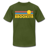 Brooklyn, New York T-Shirt - Retro Sunrise Unisex Brooklyn T Shirt - olive