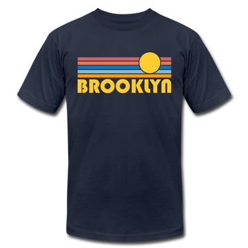 Brooklyn, New York T-Shirt - Retro Sunrise Unisex Brooklyn T Shirt - navy