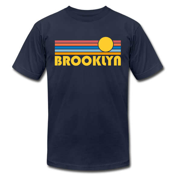 Brooklyn, New York T-Shirt - Retro Sunrise Unisex Brooklyn T Shirt - navy