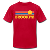 Brooklyn, New York T-Shirt - Retro Sunrise Unisex Brooklyn T Shirt - red