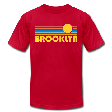 Brooklyn, New York T-Shirt - Retro Sunrise Unisex Brooklyn T Shirt - red