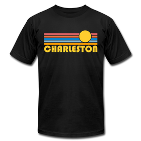 Charleston, South Carolina T-Shirt - Retro Sunrise Unisex Charleston T Shirt - black