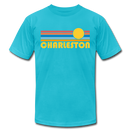 Charleston, South Carolina T-Shirt - Retro Sunrise Unisex Charleston T Shirt - turquoise