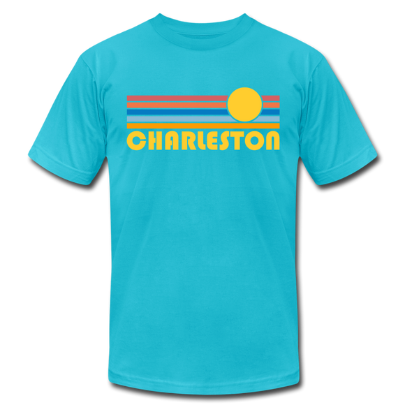 Charleston, South Carolina T-Shirt - Retro Sunrise Unisex Charleston T Shirt - turquoise