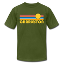 Charleston, South Carolina T-Shirt - Retro Sunrise Unisex Charleston T Shirt - olive