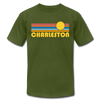 Charleston, South Carolina T-Shirt - Retro Sunrise Unisex Charleston T Shirt - olive