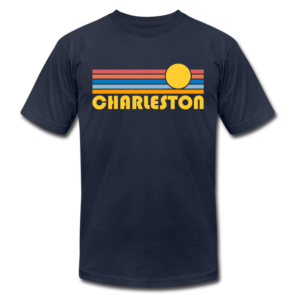 Charleston, South Carolina T-Shirt - Retro Sunrise Unisex Charleston T Shirt - navy