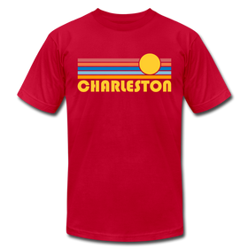 Charleston, South Carolina T-Shirt - Retro Sunrise Unisex Charleston T Shirt - red