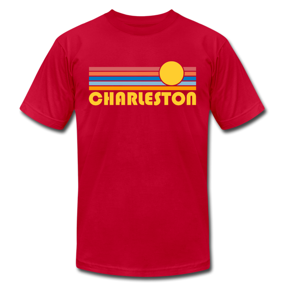 Charleston, South Carolina T-Shirt - Retro Sunrise Unisex Charleston T Shirt - red