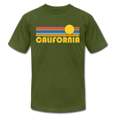California T-Shirt - Retro Sunrise Unisex California T Shirt - olive
