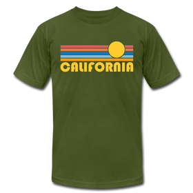 California T-Shirt - Retro Sunrise Unisex California T Shirt - olive