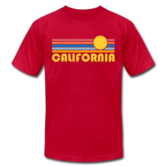 California T-Shirt - Retro Sunrise Unisex California T Shirt - red