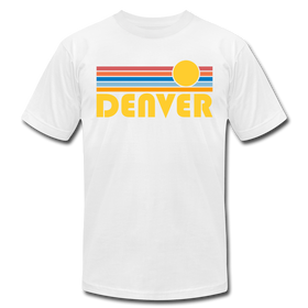 Denver, Colorado T-Shirt - Retro Sunrise Unisex Denver T Shirt - white