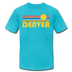 Denver, Colorado T-Shirt - Retro Sunrise Unisex Denver T Shirt - turquoise