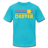 Denver, Colorado T-Shirt - Retro Sunrise Unisex Denver T Shirt - turquoise