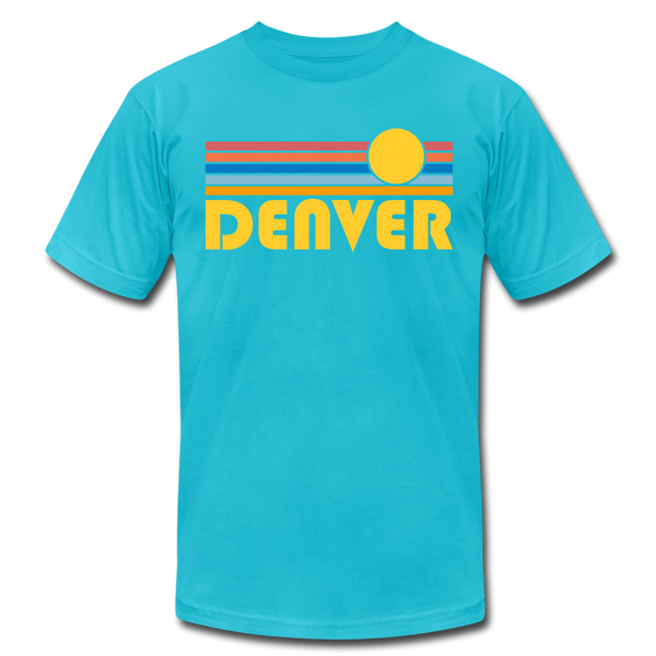 Denver, Colorado T-Shirt - Retro Sunrise Unisex Denver T Shirt - turquoise