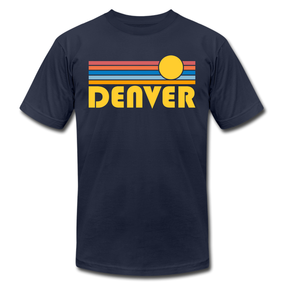 Denver, Colorado T-Shirt - Retro Sunrise Unisex Denver T Shirt - navy