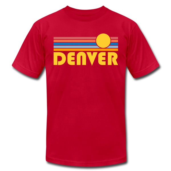 Denver, Colorado T-Shirt - Retro Sunrise Unisex Denver T Shirt - red