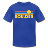 Boulder, Colorado T-Shirt - Retro Sunrise Unisex Boulder T Shirt - royal blue