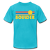 Boulder, Colorado T-Shirt - Retro Sunrise Unisex Boulder T Shirt - turquoise