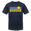 Boulder, Colorado T-Shirt - Retro Sunrise Unisex Boulder T Shirt - navy