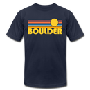 Boulder, Colorado T-Shirt - Retro Sunrise Unisex Boulder T Shirt - navy