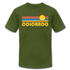 Colorado T-Shirt - Retro Sunrise Unisex Colorado T Shirt - olive