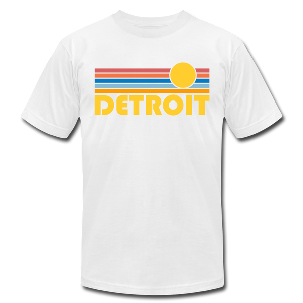 Detroit, Michigan T-Shirt - Retro Sunrise Unisex Detroit T Shirt - white