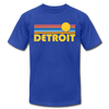 Detroit, Michigan T-Shirt - Retro Sunrise Unisex Detroit T Shirt - royal blue