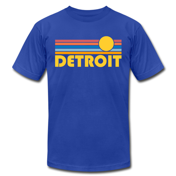 Detroit, Michigan T-Shirt - Retro Sunrise Unisex Detroit T Shirt - royal blue