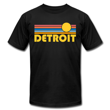 Detroit, Michigan T-Shirt - Retro Sunrise Unisex Detroit T Shirt - black