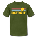 Detroit, Michigan T-Shirt - Retro Sunrise Unisex Detroit T Shirt - olive