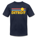 Detroit, Michigan T-Shirt - Retro Sunrise Unisex Detroit T Shirt - navy