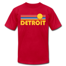 Detroit, Michigan T-Shirt - Retro Sunrise Unisex Detroit T Shirt - red