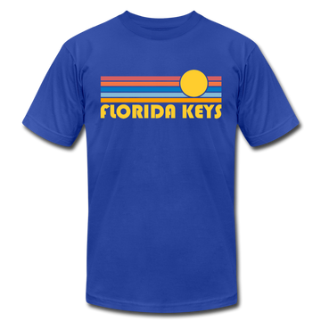 Florida Keys, Florida T-Shirt - Retro Sunrise Unisex Florida Keys T Shirt - royal blue