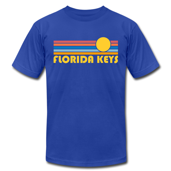 Florida Keys, Florida T-Shirt - Retro Sunrise Unisex Florida Keys T Shirt - royal blue