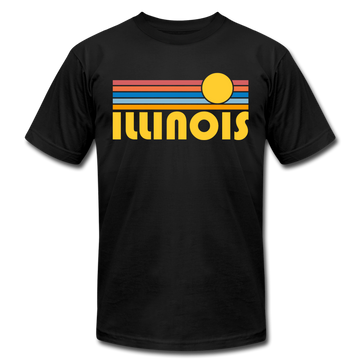 Illinois T-Shirt - Retro Sunrise Unisex Illinois T Shirt - black