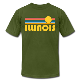 Illinois T-Shirt - Retro Sunrise Unisex Illinois T Shirt - olive