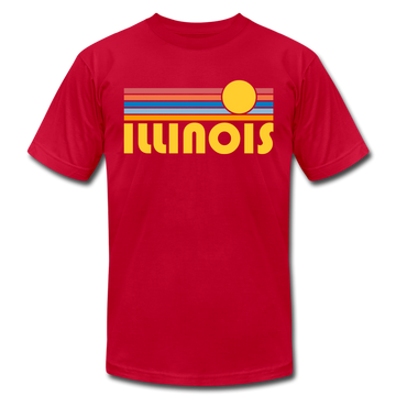 Illinois T-Shirt - Retro Sunrise Unisex Illinois T Shirt - red