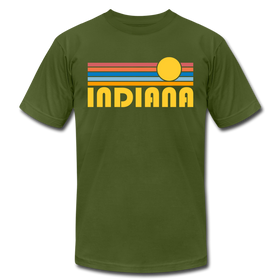 Indiana T-Shirt - Retro Sunrise Unisex Indiana T Shirt - olive