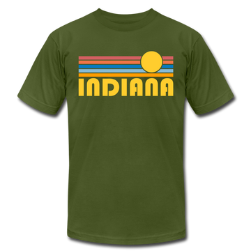 Indiana T-Shirt - Retro Sunrise Unisex Indiana T Shirt - olive