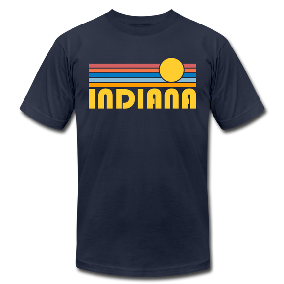 Indiana T-Shirt - Retro Sunrise Unisex Indiana T Shirt - navy