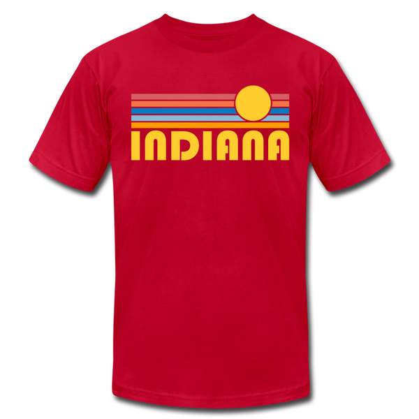 Indiana T-Shirt - Retro Sunrise Unisex Indiana T Shirt - red