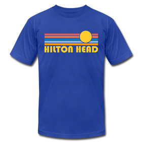 Hilton Head, South Carolina T-Shirt - Retro Sunrise Unisex Hilton Head T Shirt - royal blue