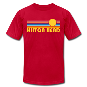 Hilton Head, South Carolina T-Shirt - Retro Sunrise Unisex Hilton Head T Shirt - red