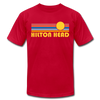 Hilton Head, South Carolina T-Shirt - Retro Sunrise Unisex Hilton Head T Shirt - red