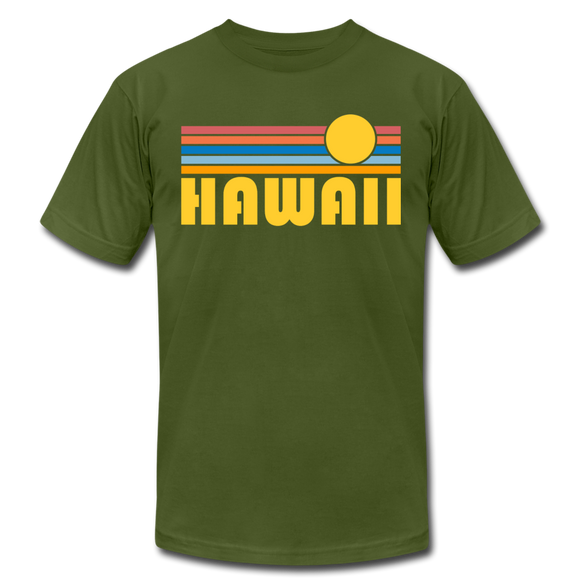 Hawaii T-Shirt - Retro Sunrise Unisex Hawaii T Shirt - olive