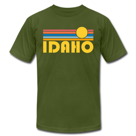 Idaho T-Shirt - Retro Sunrise Unisex Idaho T Shirt - olive