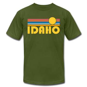 Idaho T-Shirt - Retro Sunrise Unisex Idaho T Shirt - olive